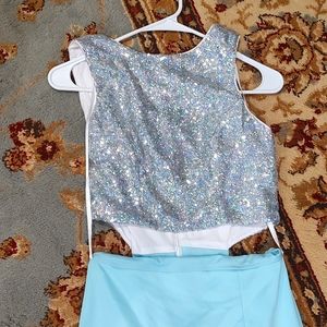 Emerald Sundae formal dress, size 9, turquoise with silver sequin top, NWT